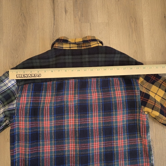 American Eagle Shirt Mens SM Womens Med Patchwork Plaid Heavy  Flannel Lumberjac - Picture 6 of 9